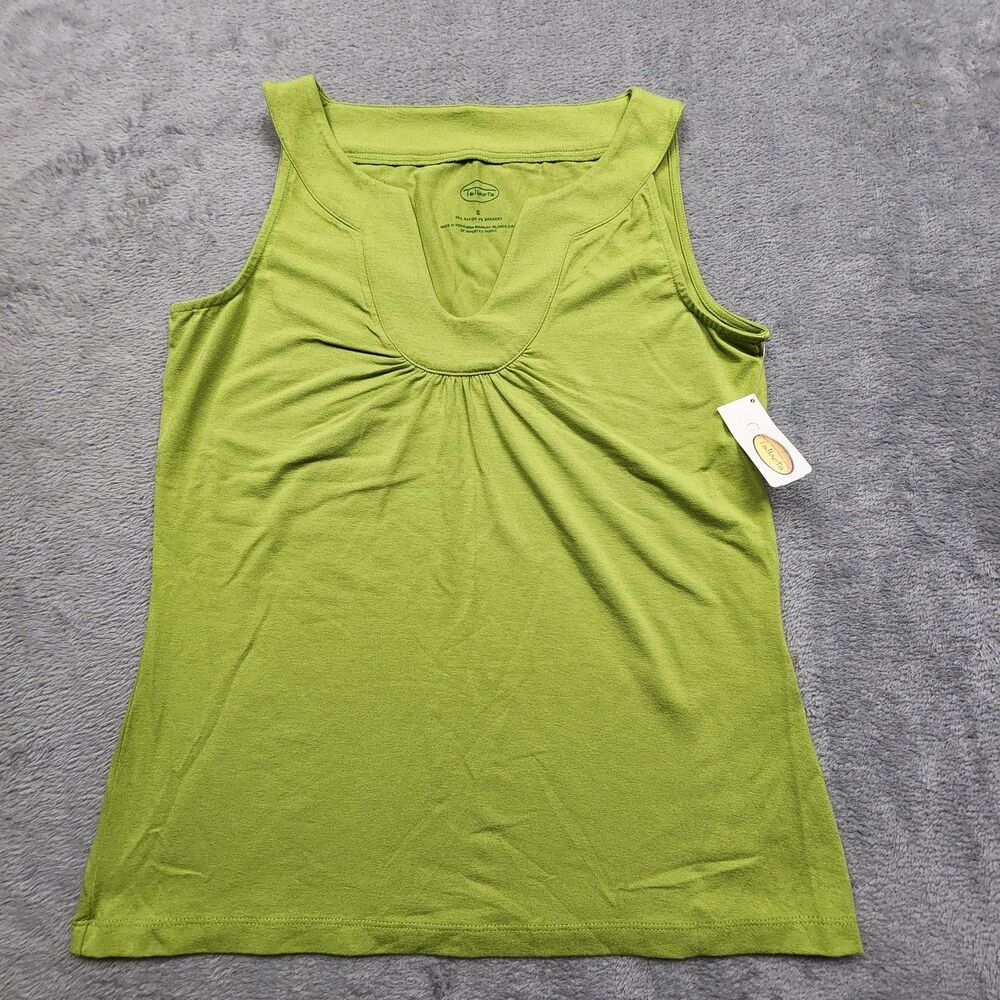 Talbots Womens S Green Sleeveless V Neck Top Rayon Blend NWT Casual Summer Top